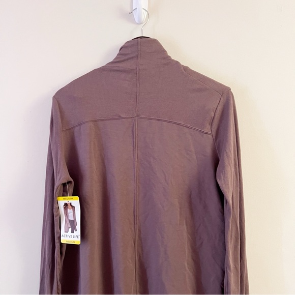 Active Life Mineral Brown Open Front Cardigan Long Length NEW Size Medium - Picture 8 of 10